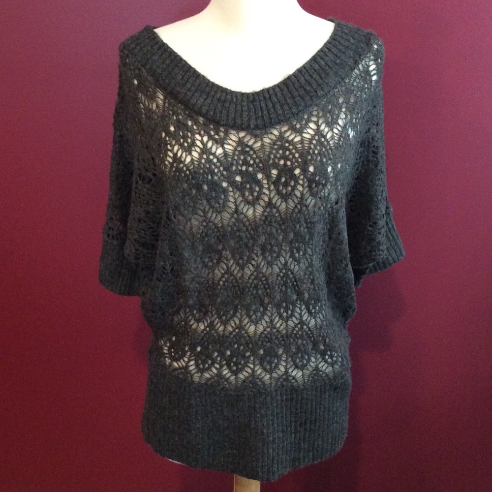 One A dolman sleeve crochet sweater Sz S